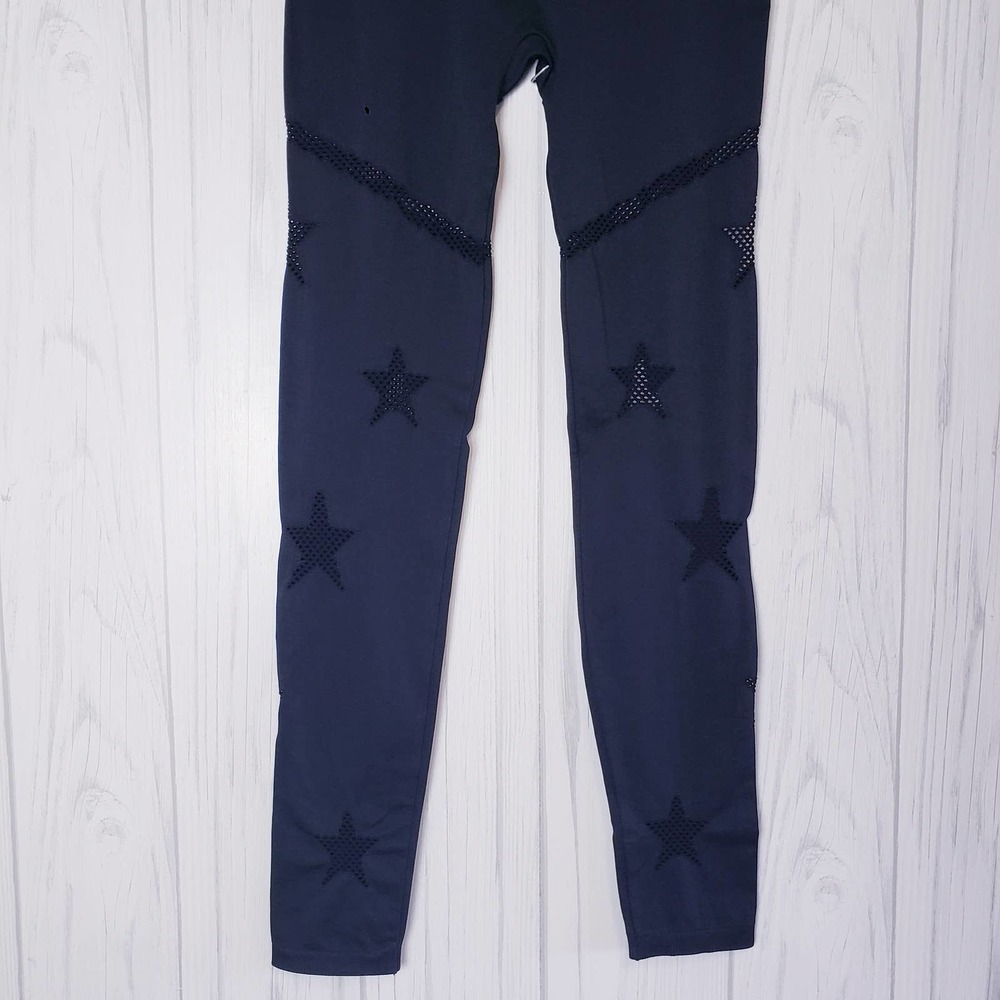 Spiritual Gangster M/L Star Mesh Leggings Full Length Workout Black SU83677021 - Picture 5 of 8
